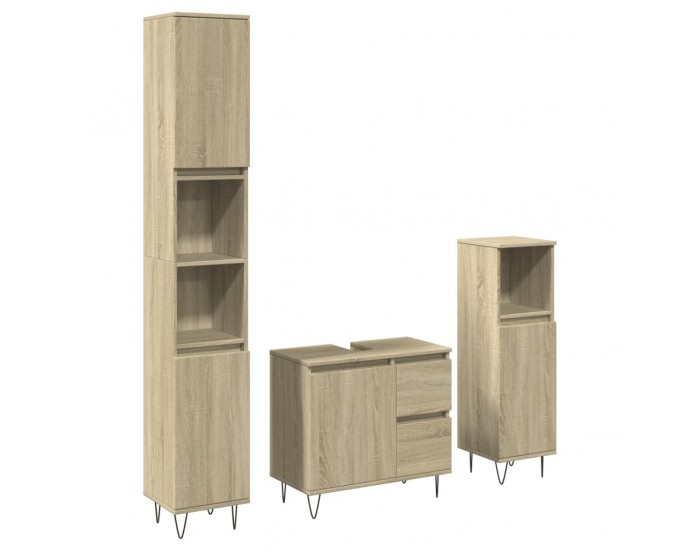 Sonata H Комплект шкафове за баня от 3 части дъб сонома инженерно дърво