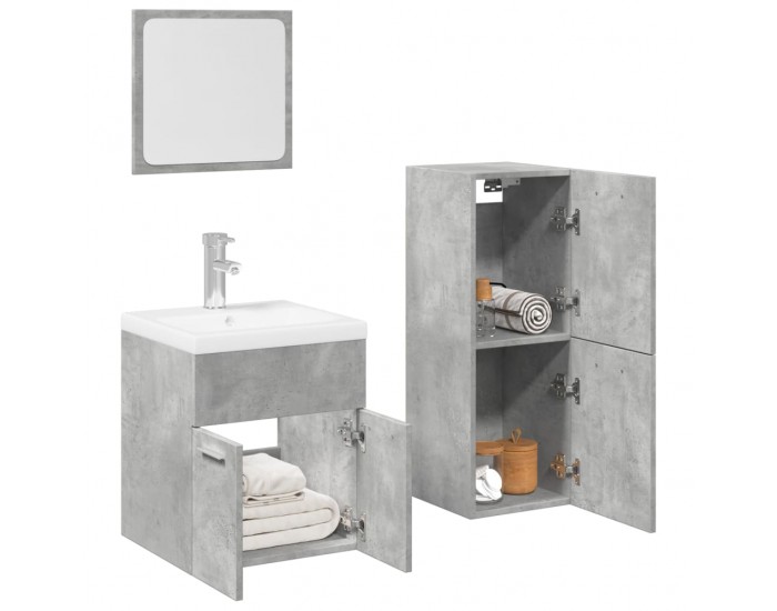 Sonata H Комплект мебели за баня от 4 части бетонно сив инженерно дърво