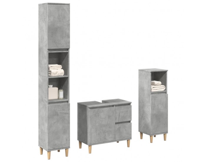 Sonata H Комплект мебели за баня от 3 части бетонно сив инженерно дърво