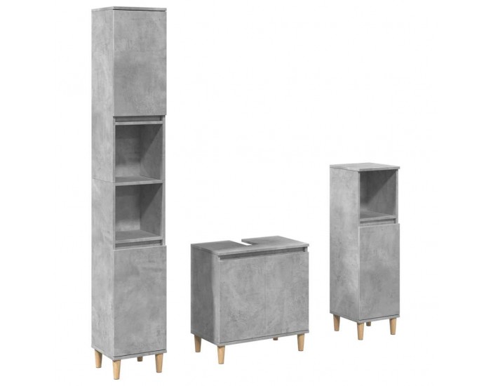 Sonata H Комплект мебели за баня от 3 части бетонно сив инженерно дърво