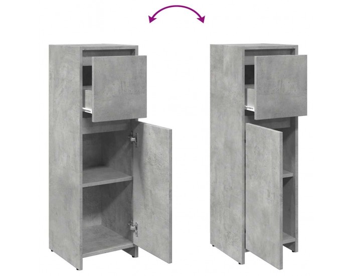 Sonata H Шкаф за баня, бетонно сиво, 30x30x95 см, ПДЧ