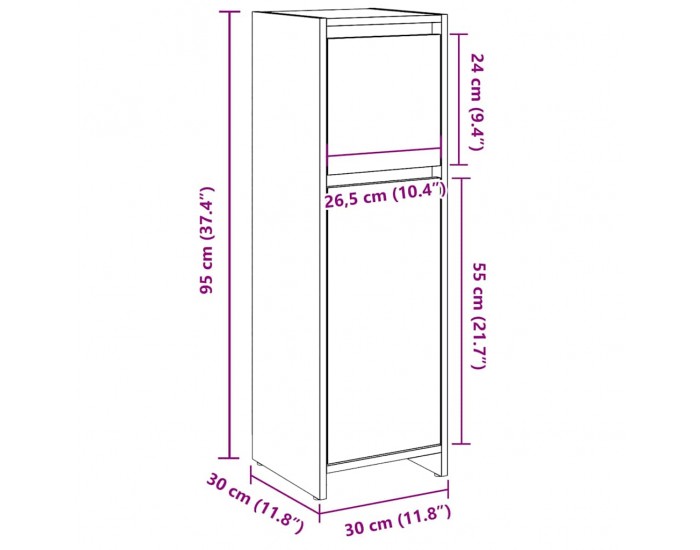 Sonata H Шкаф за баня, бетонно сиво, 30x30x95 см, ПДЧ