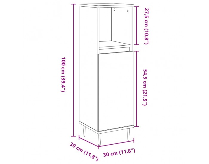 Sonata H Шкаф за баня, дъб артизан, 30x30x100 см, инженерно дърво