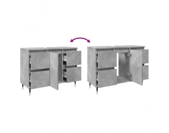 Sonata H Шкаф за баня, бетонно сив, 80x33x60 см, инженерно дърво