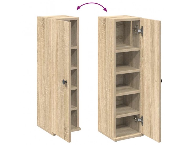 Sonata H Шкаф за баня с държач за ролки, дъб сонома, 20,5x22x72 см