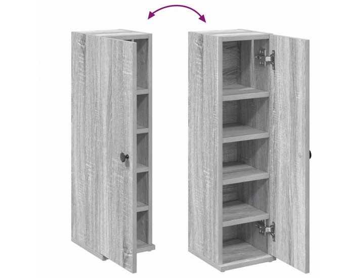 Sonata H Шкаф за баня с държач за ролки, сив сонома, 20,5x22x72 см