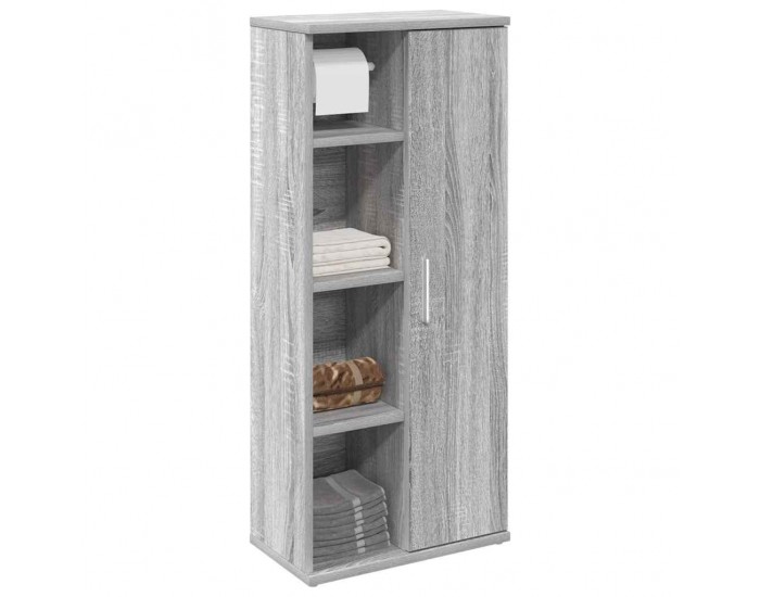 Sonata H Шкаф за баня с държач за ролки, сив сонома, 39x22x90 см