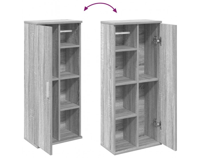 Sonata H Шкаф за баня с държач за ролки, сив сонома, 39x22x90 см