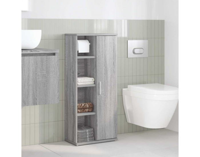 Sonata H Шкаф за баня с държач за ролки, сив сонома, 39x22x90 см