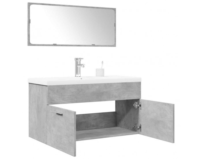 Sonata H Комплект мебели за баня от 3 части бетонно сив инженерно дърво