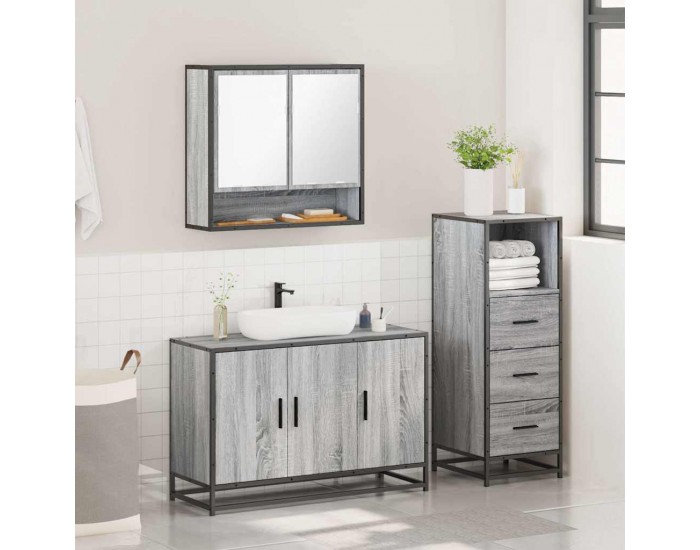 Sonata H Комплект мебели за баня от 3 части сив сонома инженерно дърво