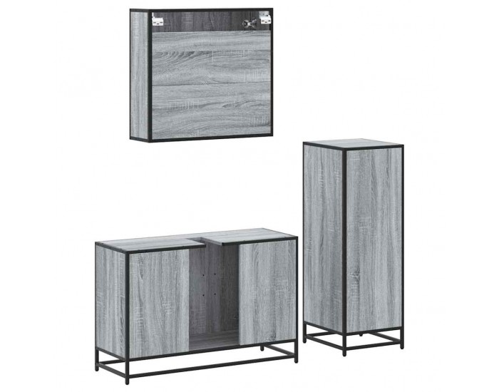 Sonata H Комплект мебели за баня от 3 части сив сонома инженерно дърво