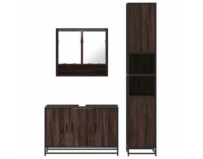 Sonata H Комплект мебели за баня от 3 части, кафяв дъб, инженерно дърво