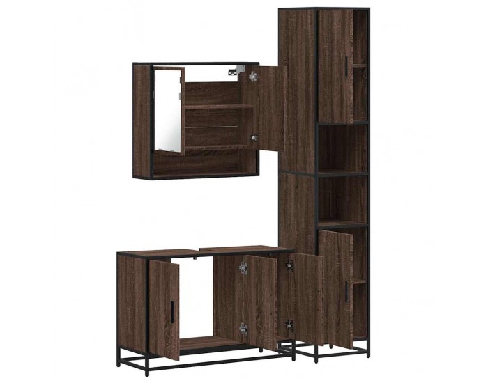 Sonata H Комплект мебели за баня от 3 части, кафяв дъб, инженерно дърво