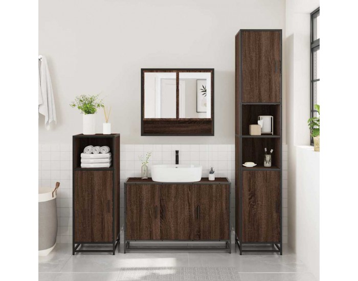Sonata H Комплект мебели за баня от 3 части, кафяв дъб, инженерно дърво