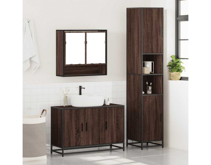 Sonata H Комплект мебели за баня от 3 части, кафяв дъб, инженерно дърво