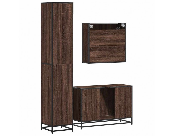 Sonata H Комплект мебели за баня от 3 части, кафяв дъб, инженерно дърво