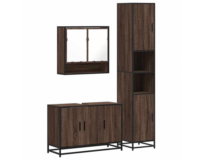 Sonata H Комплект мебели за баня от 3 части, кафяв дъб, инженерно дърво