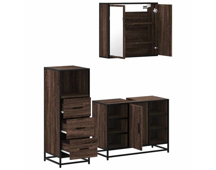 Sonata H Комплект мебели за баня от 3 части, кафяв дъб, инженерно дърво