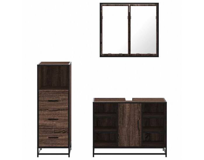 Sonata H Комплект мебели за баня от 3 части, кафяв дъб, инженерно дърво