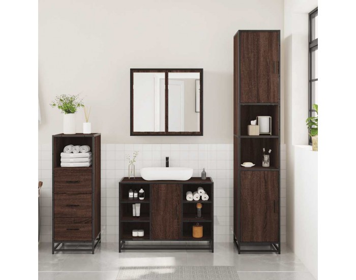 Sonata H Комплект мебели за баня от 3 части, кафяв дъб, инженерно дърво