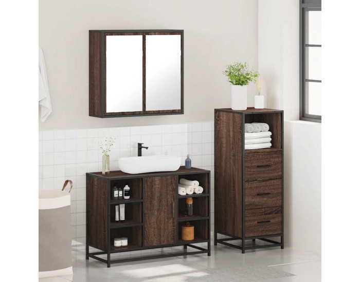Sonata H Комплект мебели за баня от 3 части, кафяв дъб, инженерно дърво