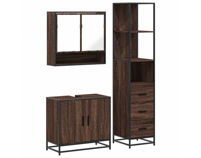 Sonata H Комплект мебели за баня от 3 части, кафяв дъб, инженерно дърво