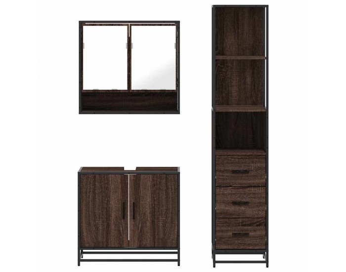 Sonata H Комплект мебели за баня от 3 части, кафяв дъб, инженерно дърво