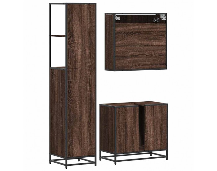 Sonata H Комплект мебели за баня от 3 части, кафяв дъб, инженерно дърво