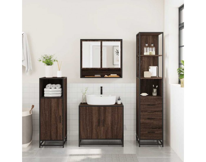 Sonata H Комплект мебели за баня от 3 части, кафяв дъб, инженерно дърво