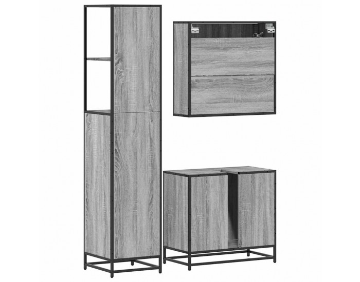 Sonata H Комплект мебели за баня от 3 части сив сонома инженерно дърво