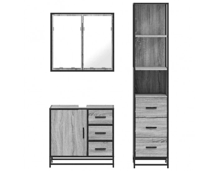 Sonata H Комплект мебели за баня от 3 части сив сонома инженерно дърво