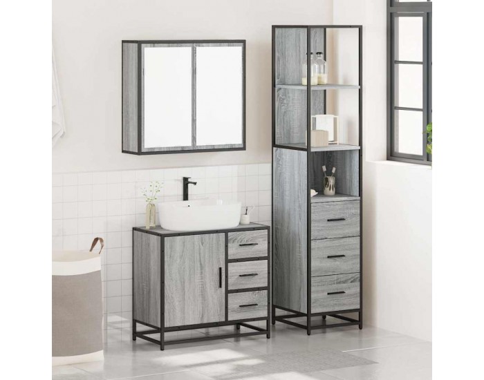 Sonata H Комплект мебели за баня от 3 части сив сонома инженерно дърво