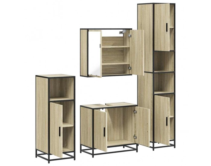 Sonata H Комплект шкафове за баня от 4 части дъб сонома инженерно дърво