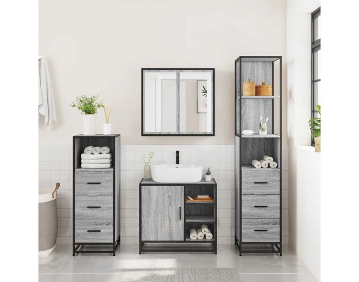 Sonata H Комплект мебели за баня от 4 части сив сонома инженерно дърво