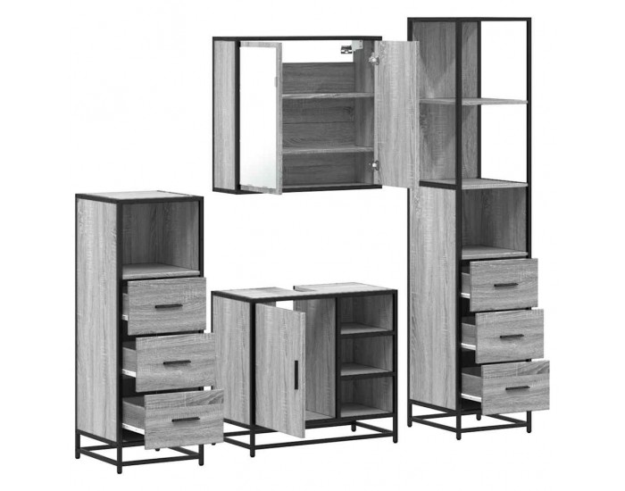 Sonata H Комплект мебели за баня от 4 части сив сонома инженерно дърво