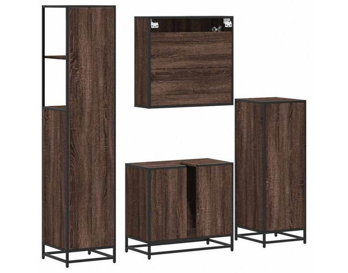 Sonata H Комплект мебели за баня от 4 части, кафяв дъб, инженерно дърво