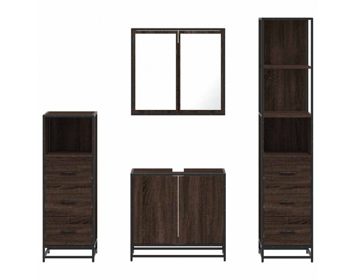Sonata H Комплект мебели за баня от 4 части, кафяв дъб, инженерно дърво