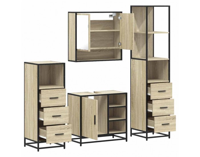 Sonata H Комплект шкафове за баня от 4 части дъб сонома инженерно дърво