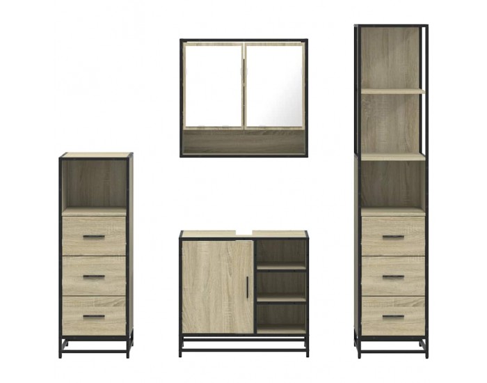 Sonata H Комплект шкафове за баня от 4 части дъб сонома инженерно дърво