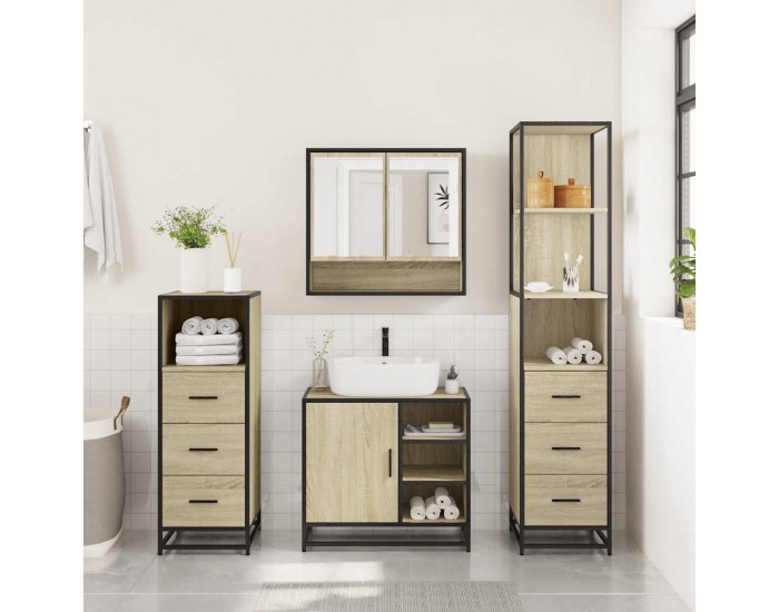 Sonata H Комплект шкафове за баня от 4 части дъб сонома инженерно дърво