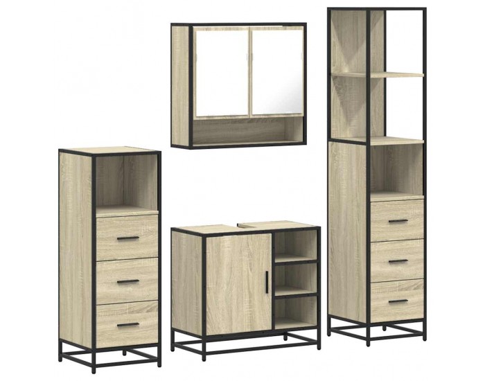 Sonata H Комплект шкафове за баня от 4 части дъб сонома инженерно дърво