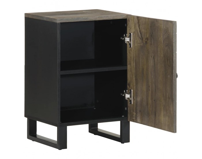 Sonata H Шкаф за баня, черен, 38x33x58 см, масивно мангово дърво