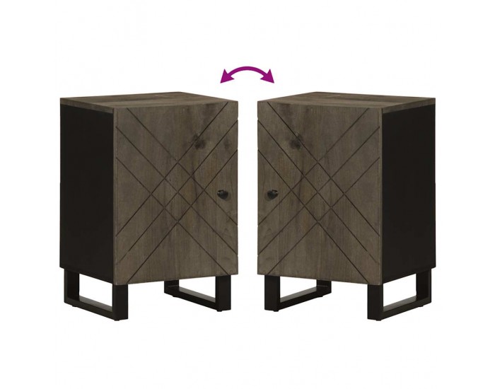 Sonata H Шкаф за баня, черен, 38x33x58 см, масивно мангово дърво