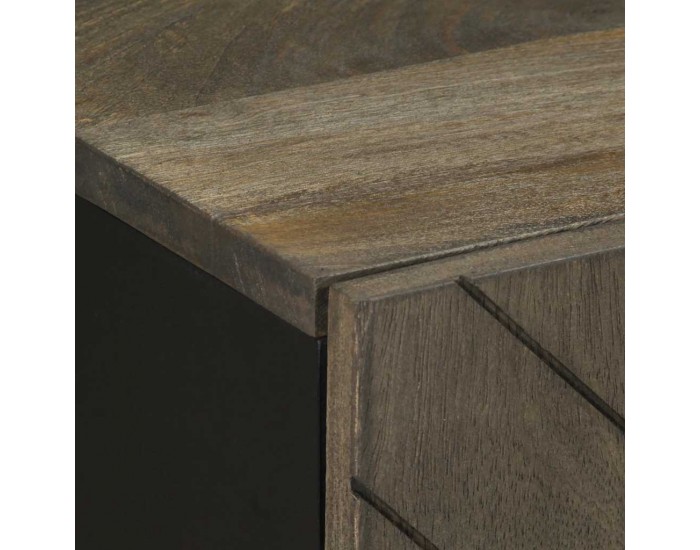 Sonata H Шкаф за баня, черен, 38x33x58 см, масивно мангово дърво