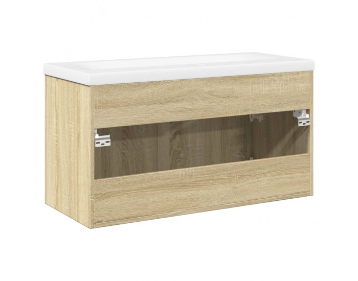 Sonata H Шкаф за мивка за баня с вградена мивка, сонома дъб