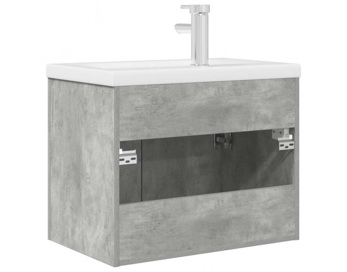Sonata H Шкаф за мивка за баня с вградена мивка и смесител Бетон сив