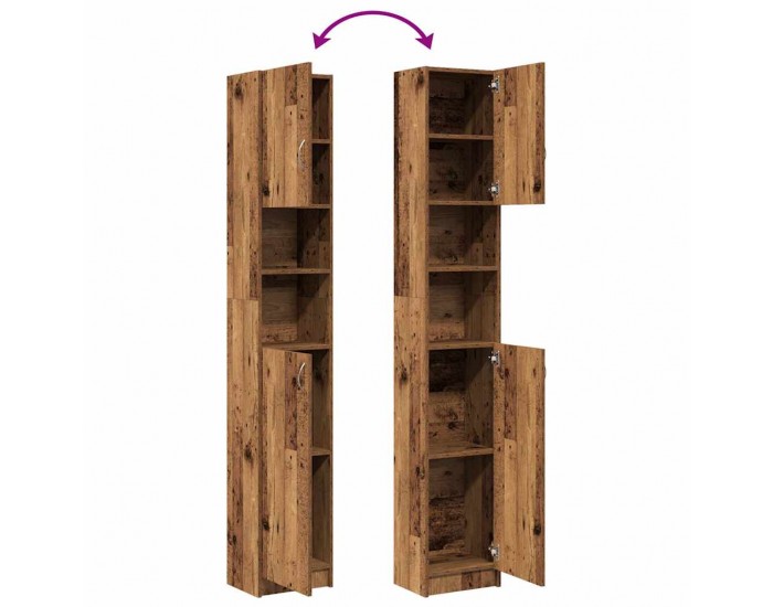 Sonata H Шкаф за баня от старо дърво 32x25,5x190 cm Инженерна дървесина