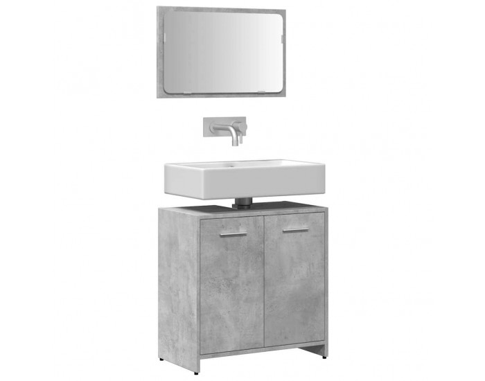 Sonata H Шкаф за баня с огледало, бетонно сиво, инженерно дърво