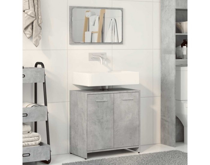 Sonata H Шкаф за баня с огледало, бетонно сиво, инженерно дърво